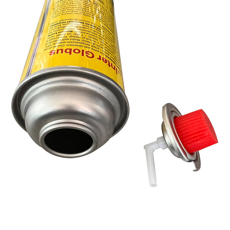 Aerosol valf kırmızı kapaklı kaset sobası için düz duvar aerosol kutu bütan gazı kutusu
